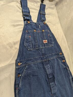 Vintage Round House Denim Bib Overalls Men’s 40x26 USA Made Carpenter Workwear
